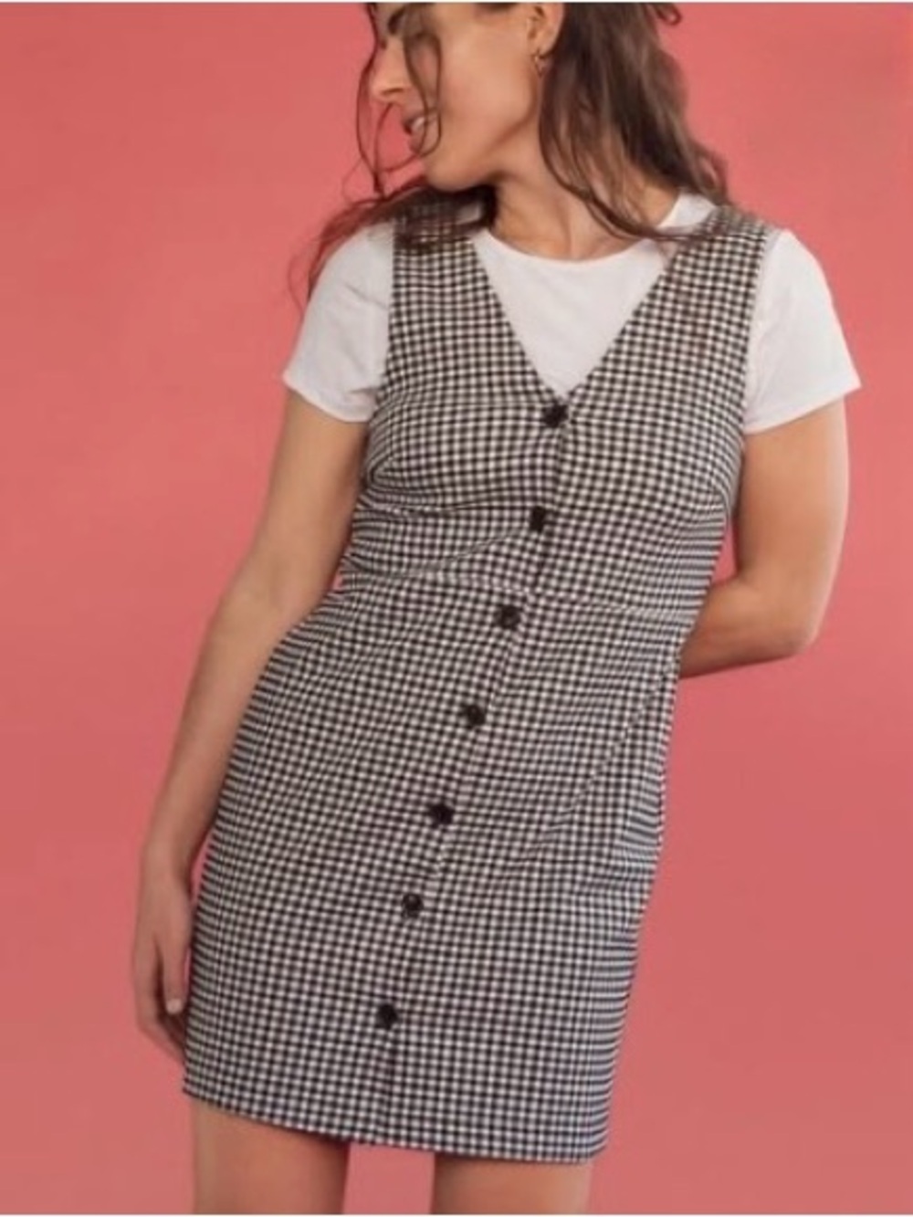 Rachel Black & White Gingham Button-Front Mini Dress Made in Canada🇨🇦